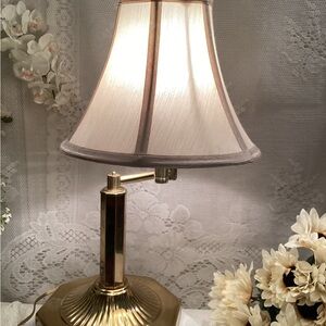 Brass Swing Arm Desk Lamp, Table Lamp with Fabric Spider Shade